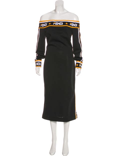 fendi logo bodycon dress|Fendi trimmed a line dress.